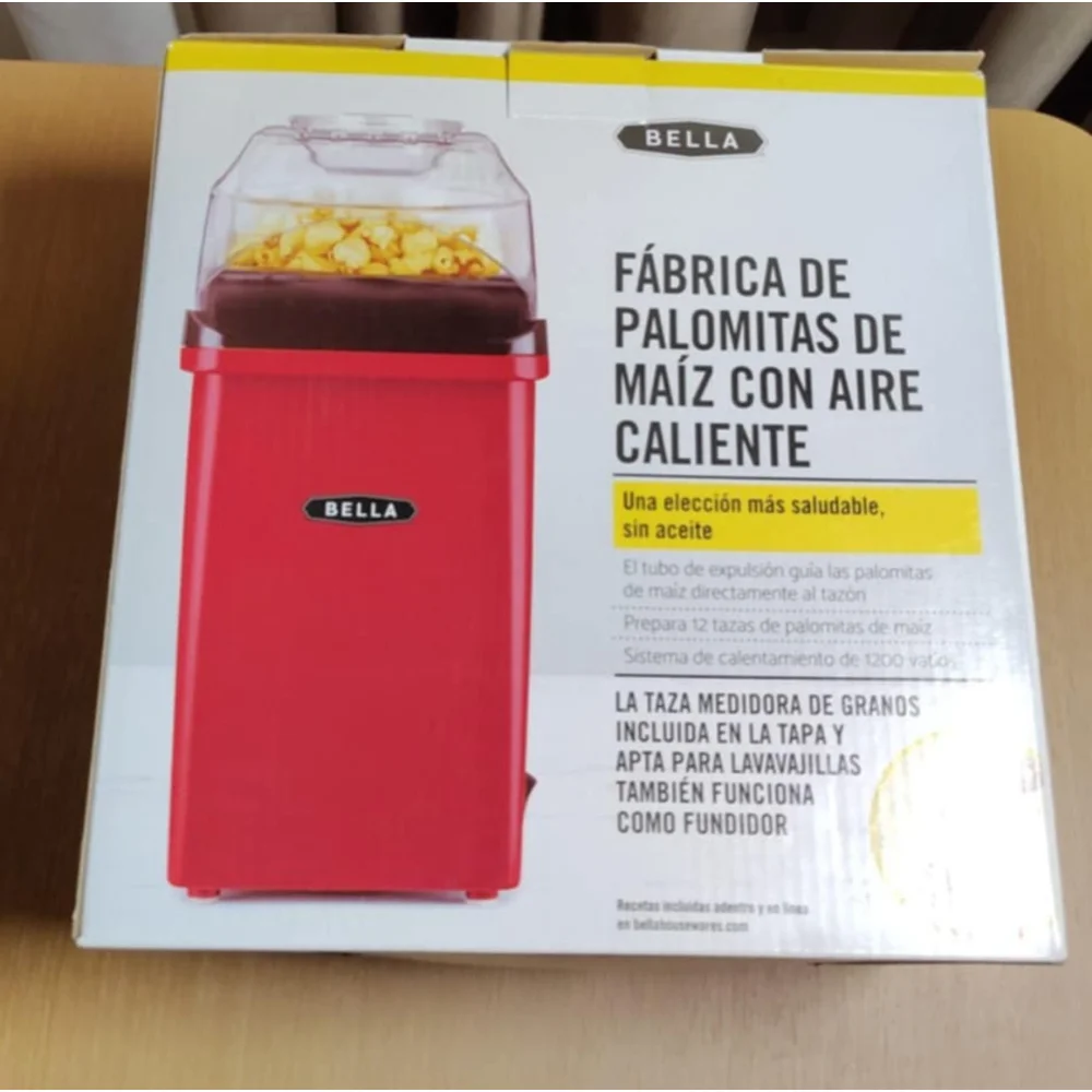 Bella Hot Air Popcorn Maker Healthier Choice No Oil Portable Small RED 1200W